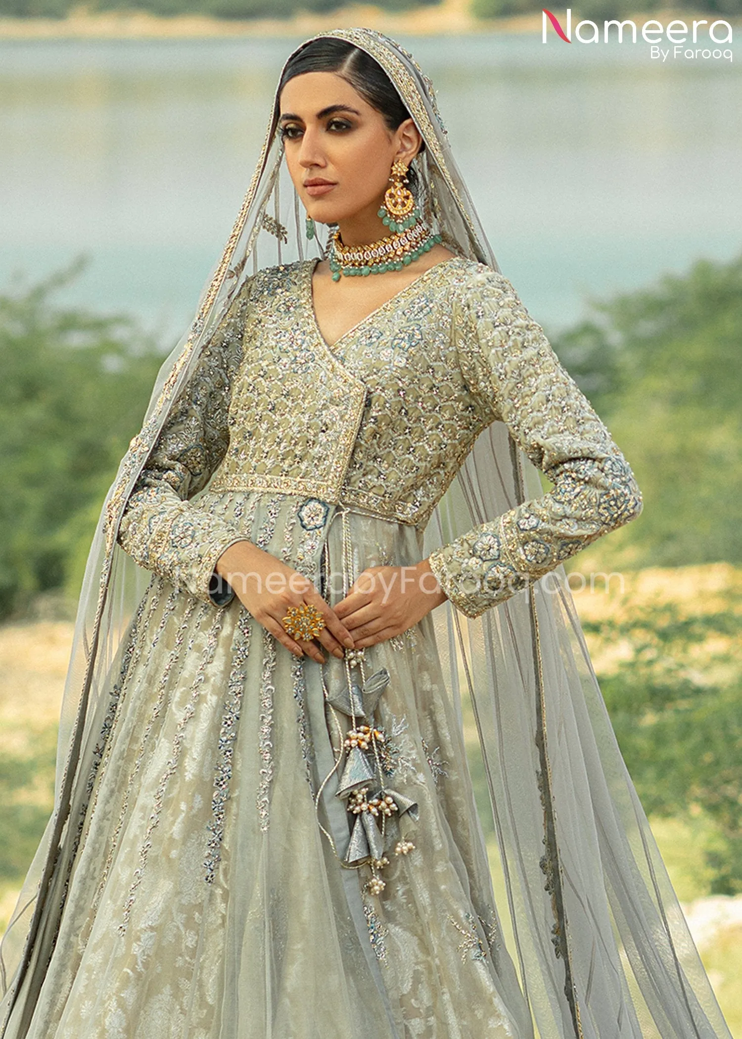 Bridal Lehenga with Angrakha Dress Pakistani #BS663