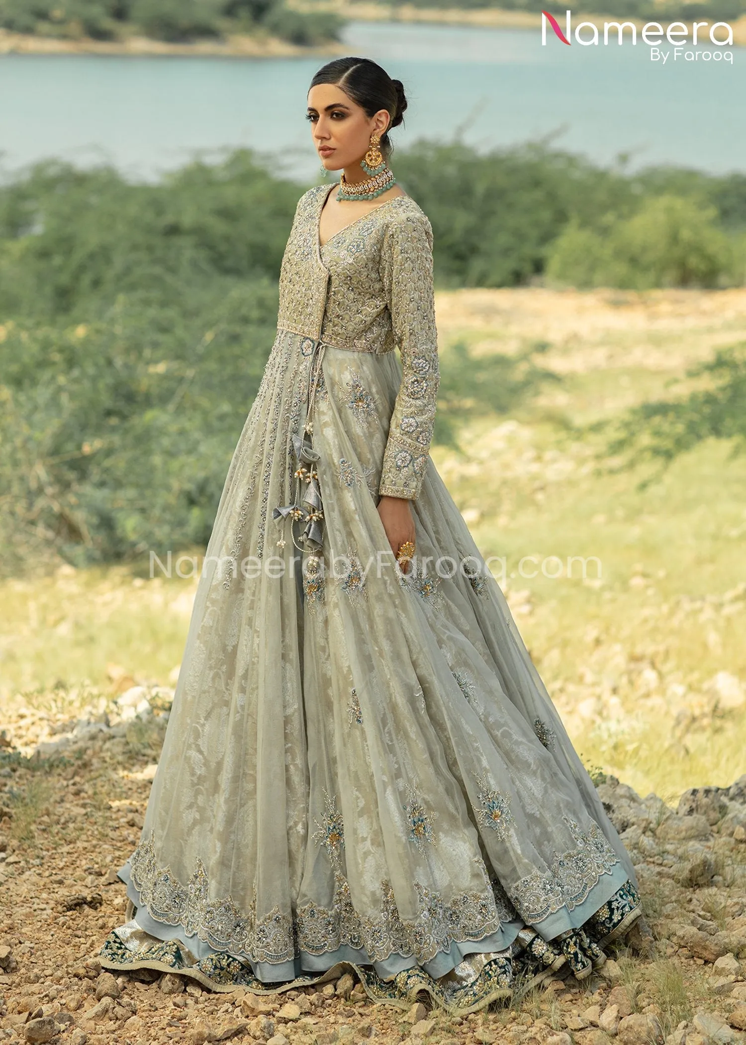 Bridal Lehenga with Angrakha Dress Pakistani #BS663