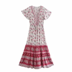 BRIGITTE Bohemian Floral Maxi Dress
