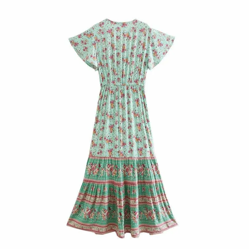 BRIGITTE Bohemian Floral Maxi Dress