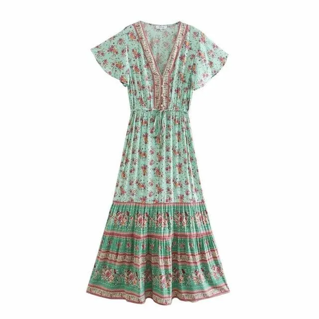 BRIGITTE Bohemian Floral Maxi Dress