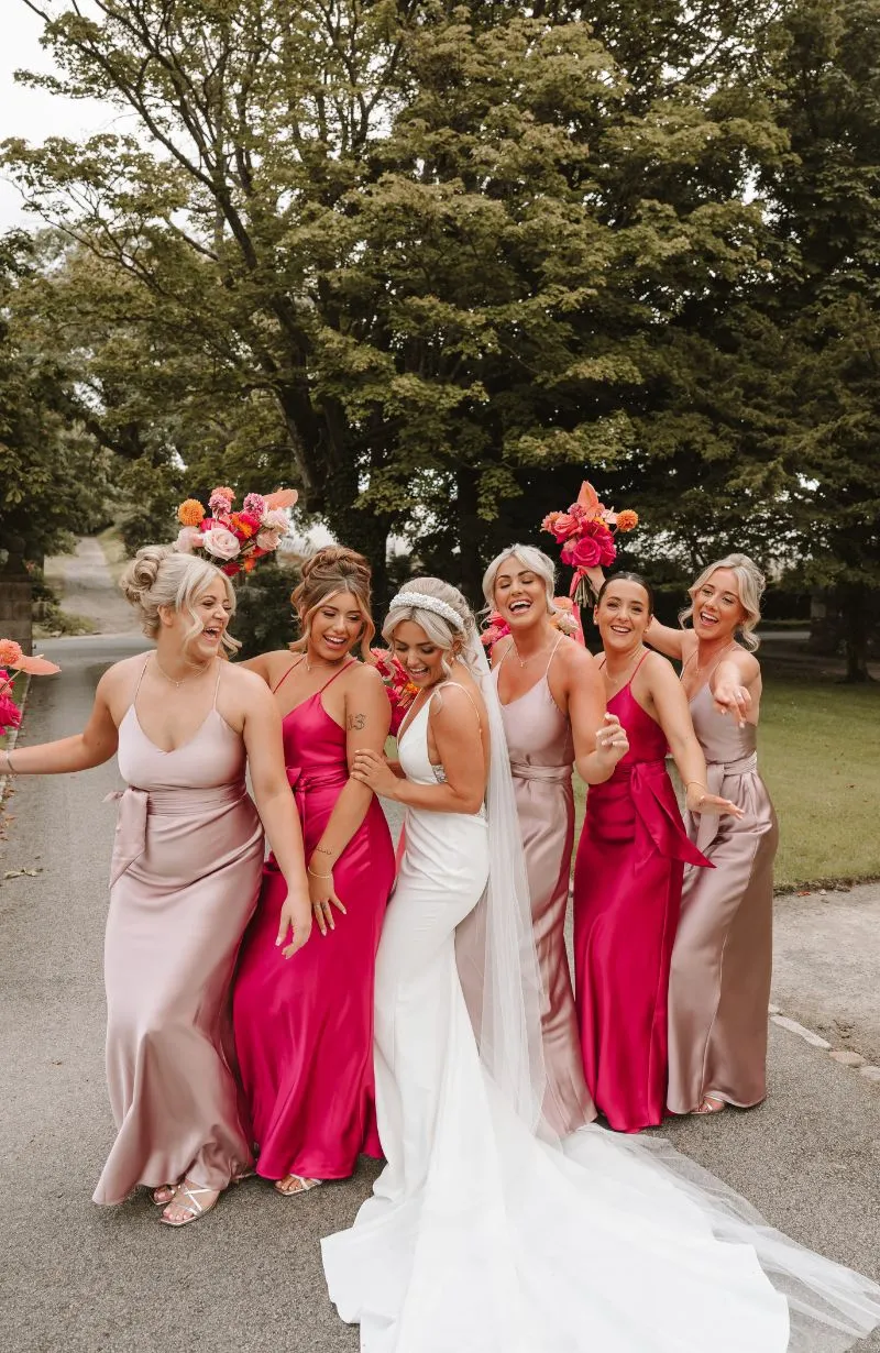 Brooklyn Dress in Rose Pink Satin
