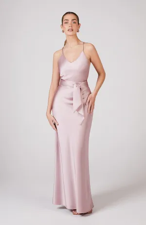 Brooklyn Dress in Rose Pink Satin