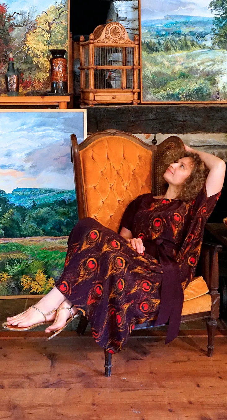 BUTTERFLY PEACOCK Silk Dress