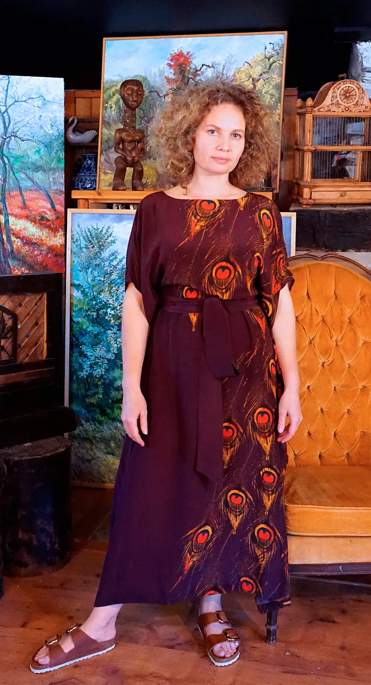 BUTTERFLY PEACOCK Silk Dress