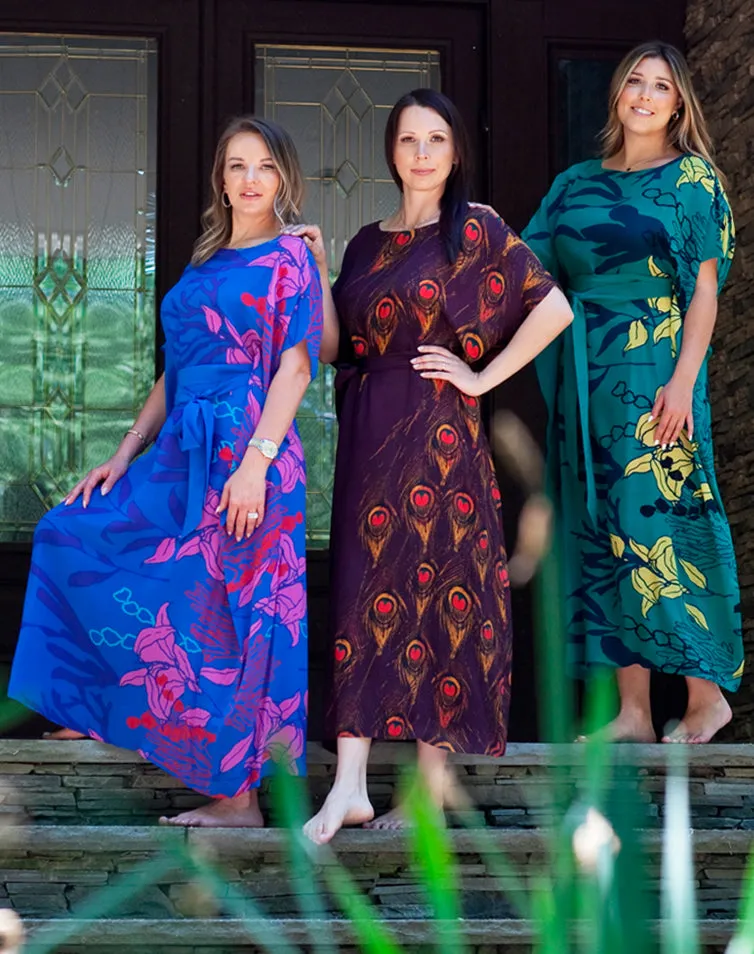 BUTTERFLY PEACOCK Silk Dress