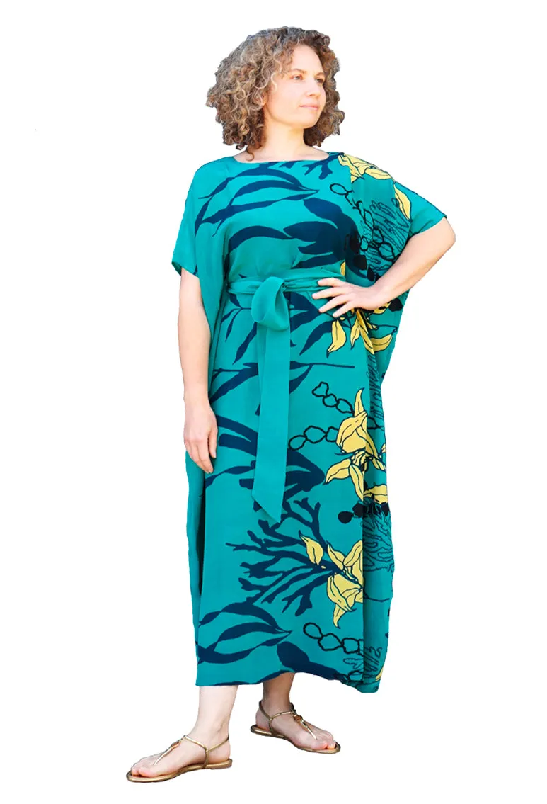 BUTTERFLY SEASCAPE GREEN Silk Dress