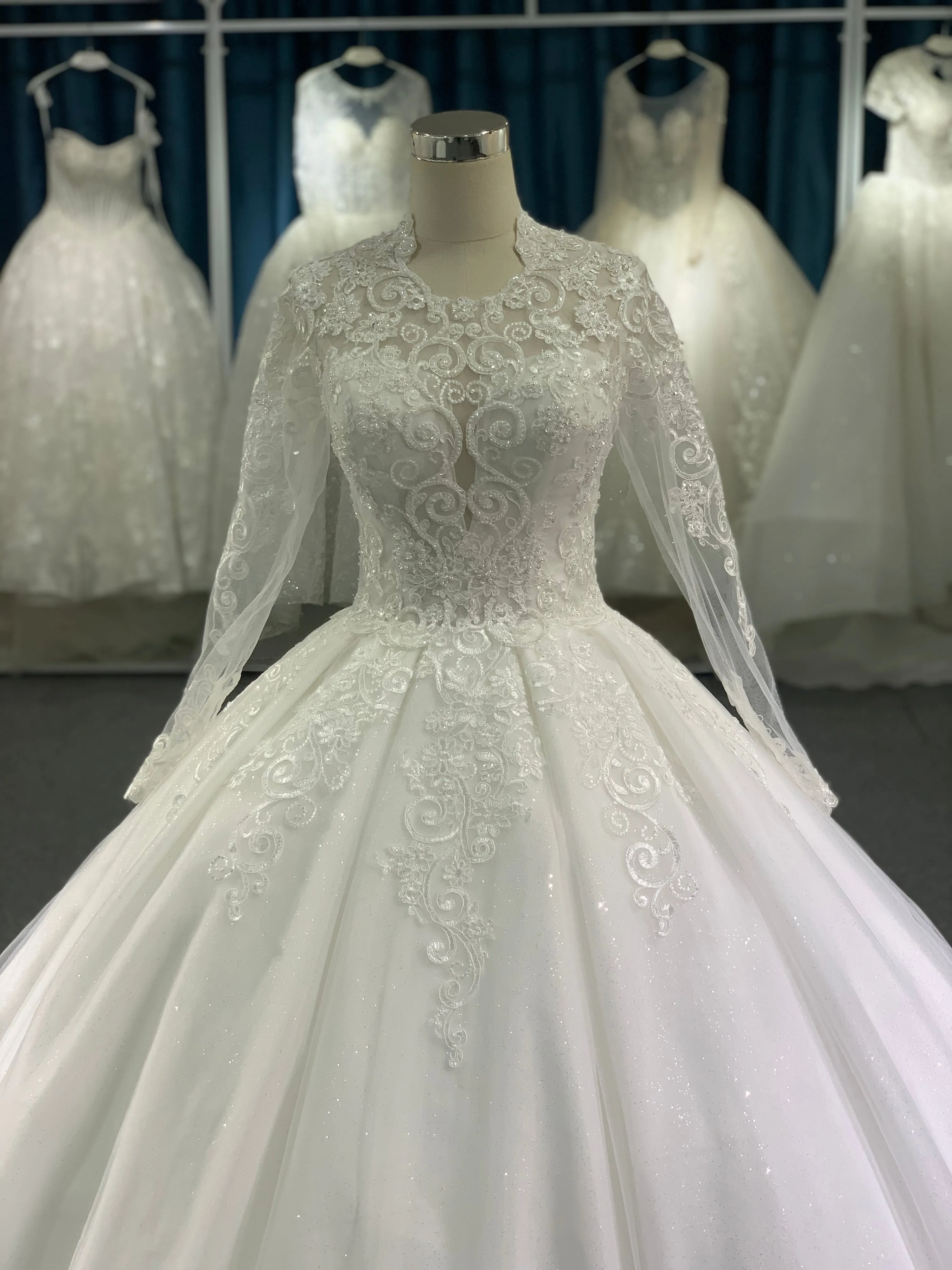 BYG shining tulle lace wedding dress