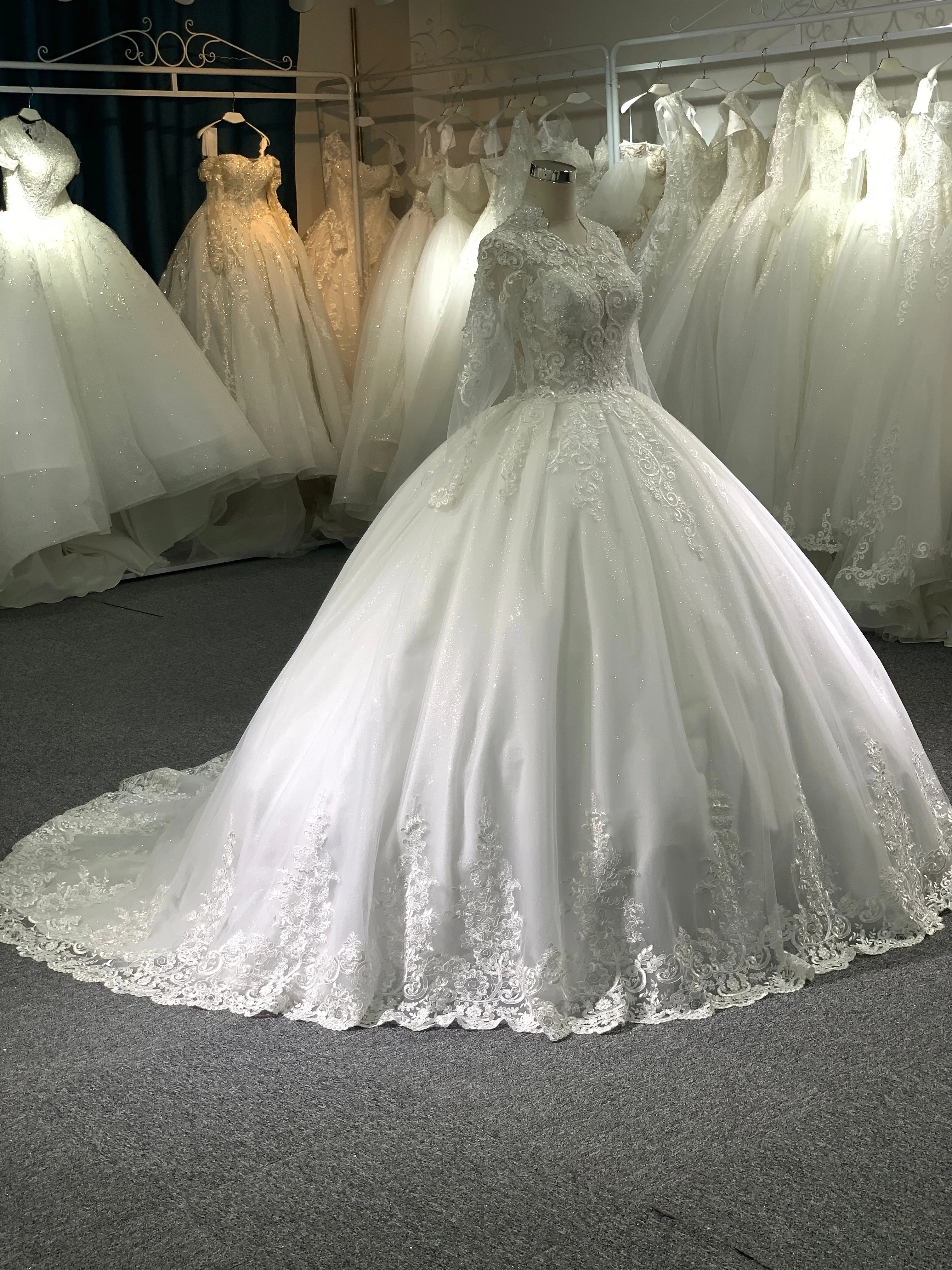 BYG shining tulle lace wedding dress