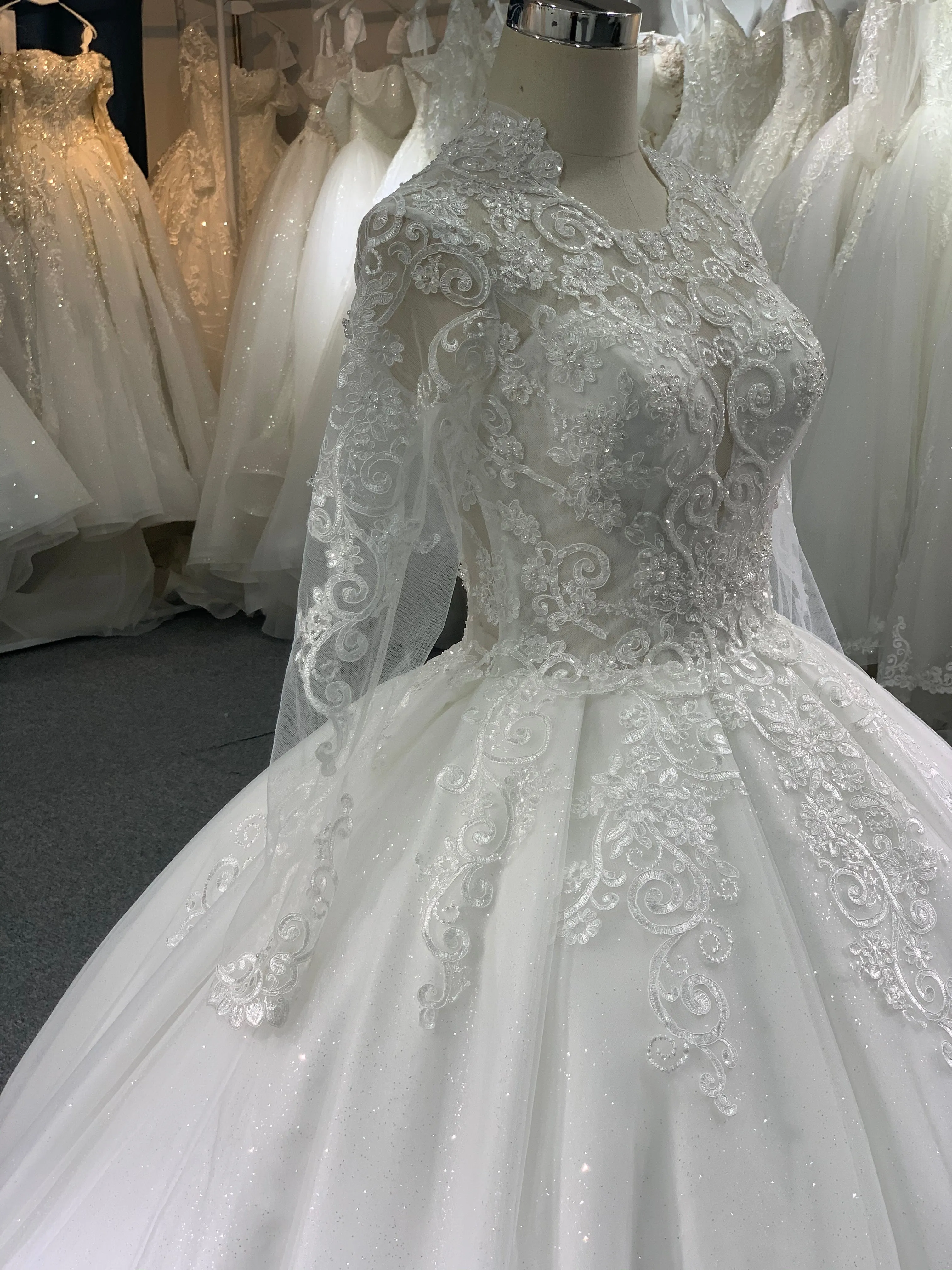 BYG shining tulle lace wedding dress
