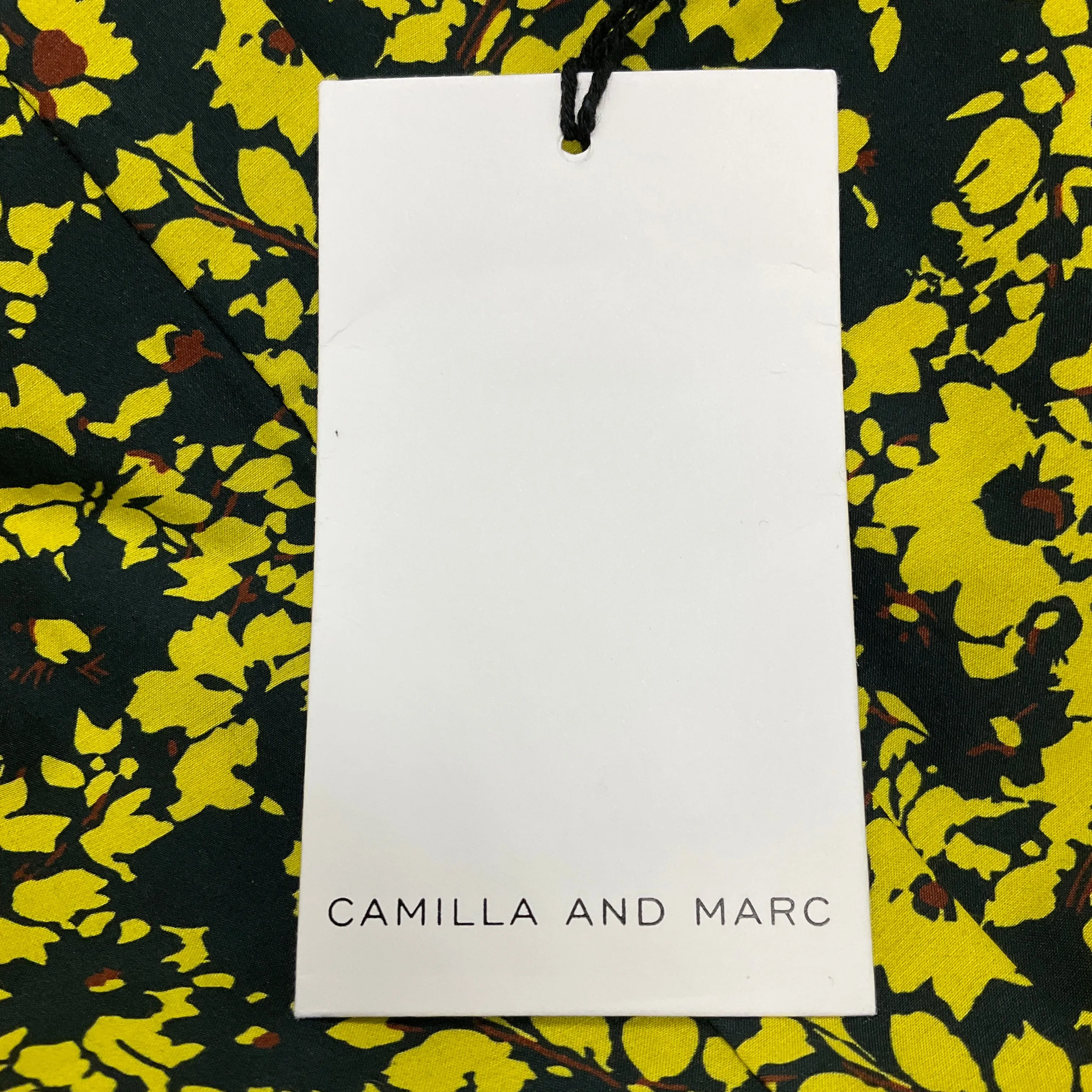 Camilla and Marc Black / Yellow Leto Print Bishop Sleeve Midi Monet Dress