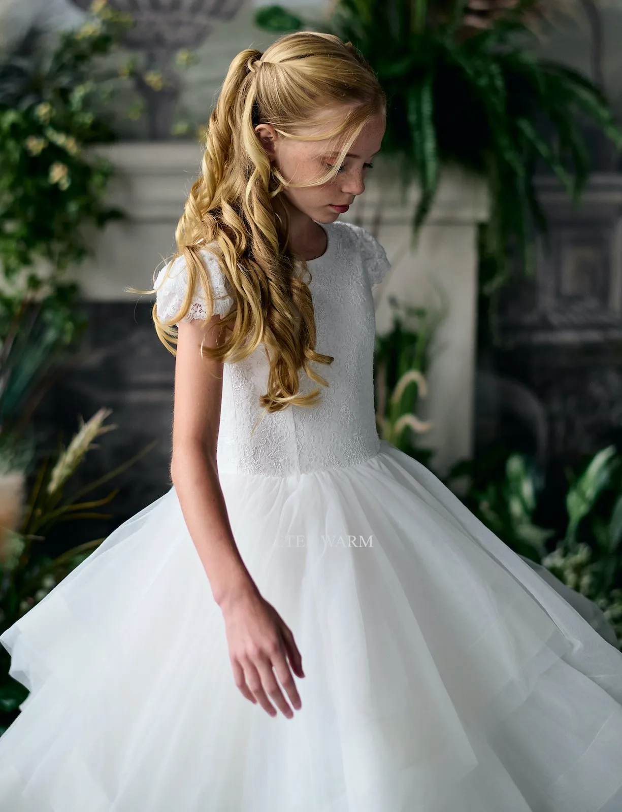 Cap Sleeve Horsehair Dress ES06