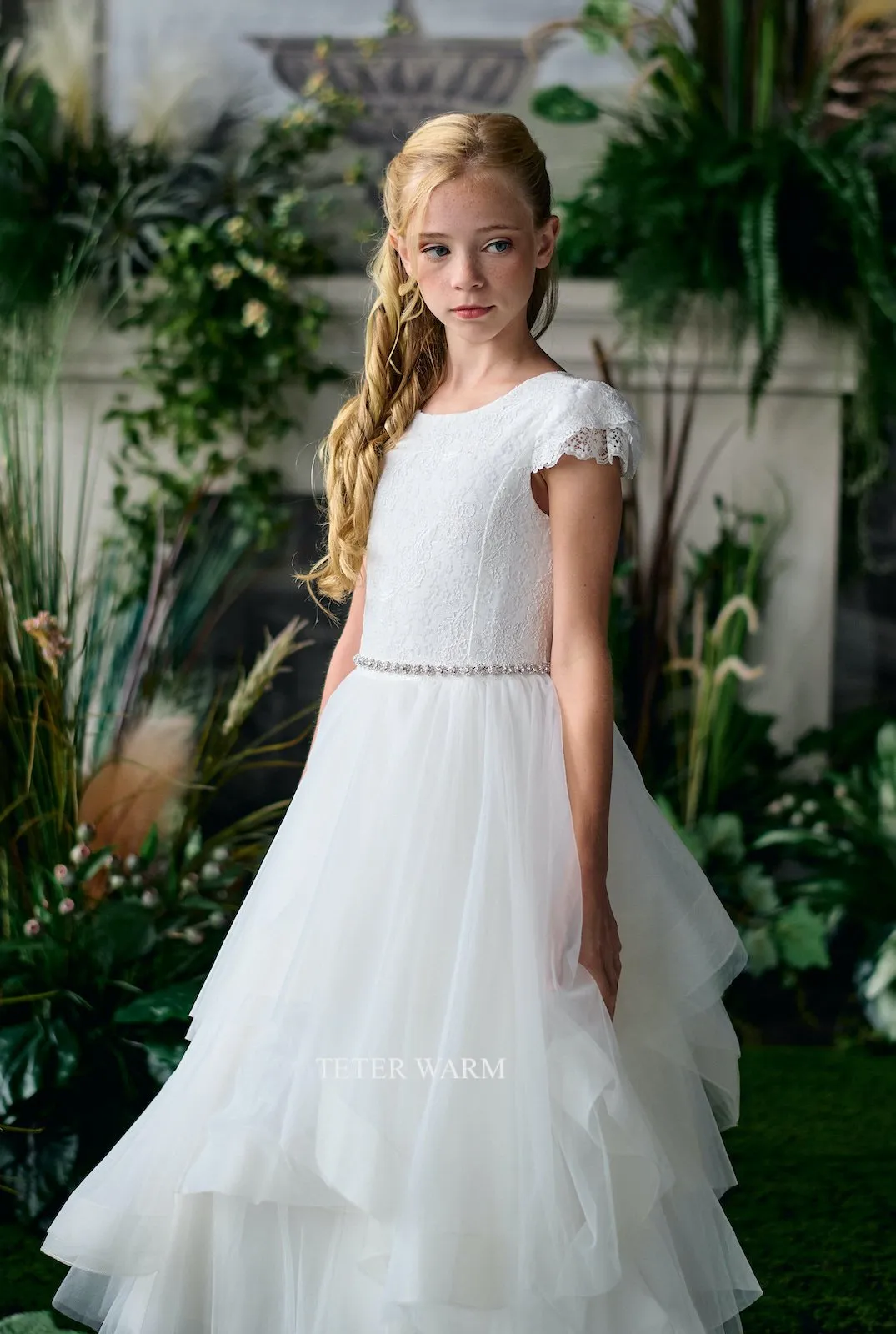 Cap Sleeve Horsehair Dress ES06