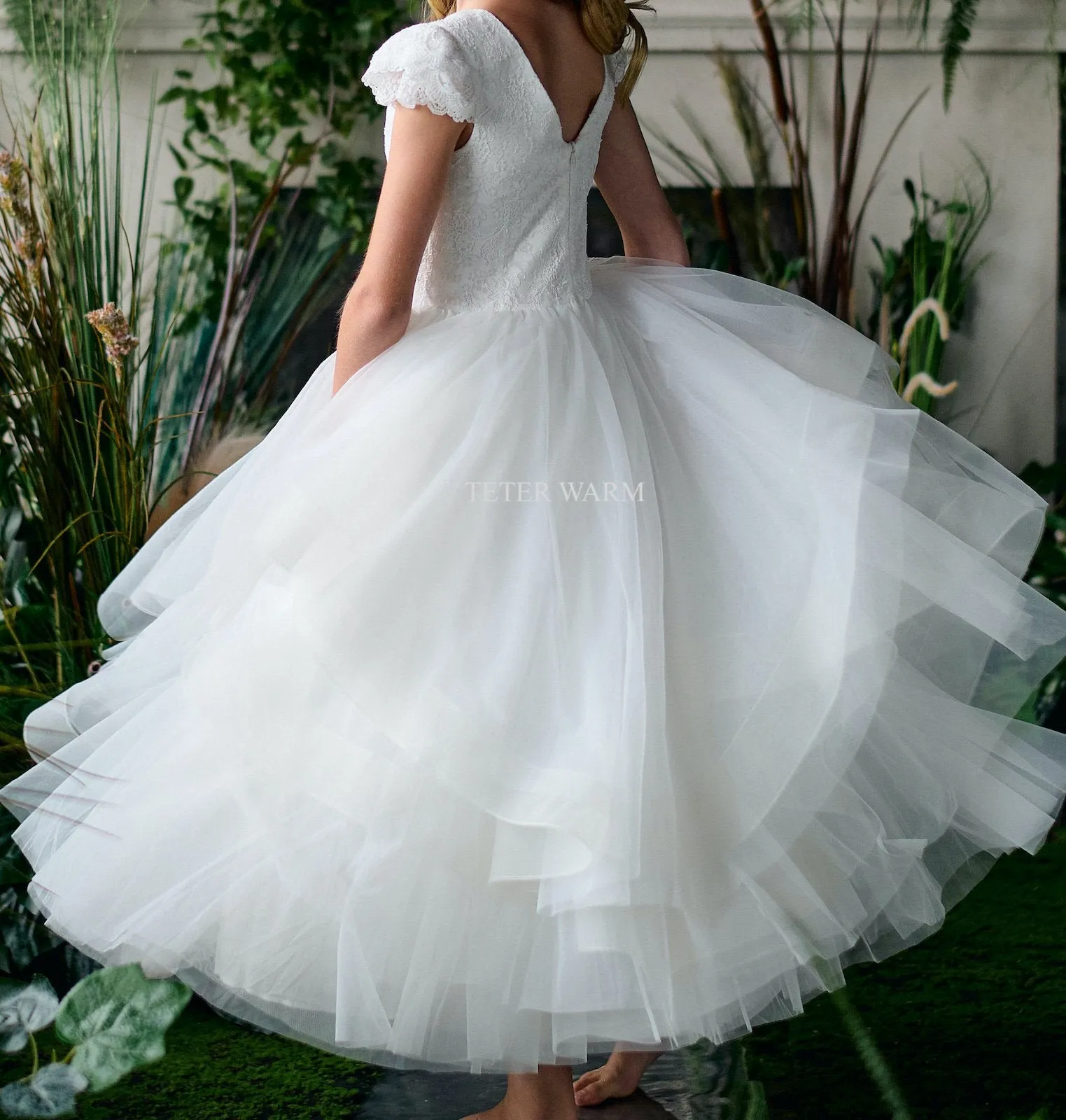 Cap Sleeve Horsehair Dress ES06