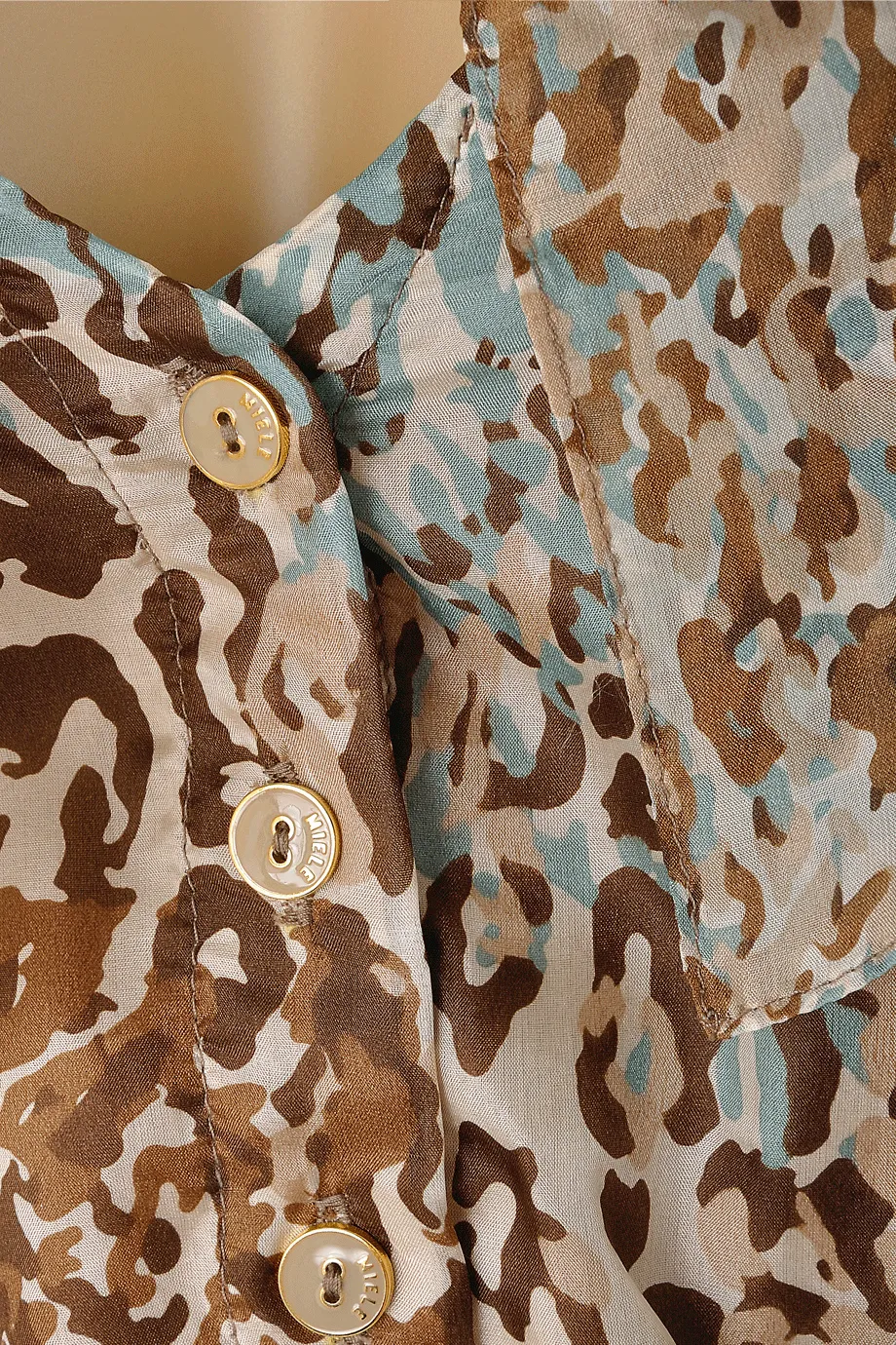 CARLOS MIELE MINT Beige Silk Leopard Dress