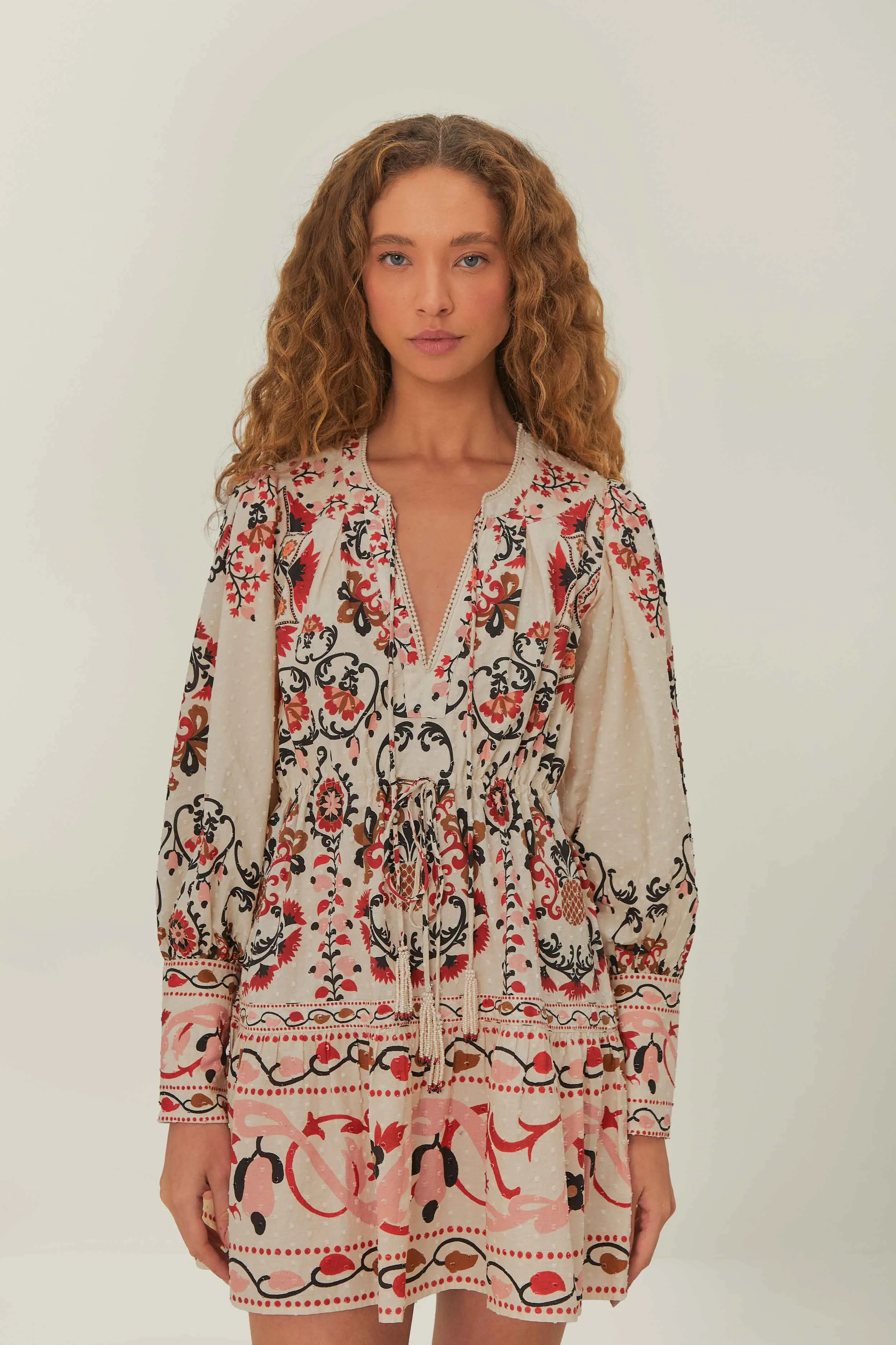 Cashew Mandala Mini Dress in White