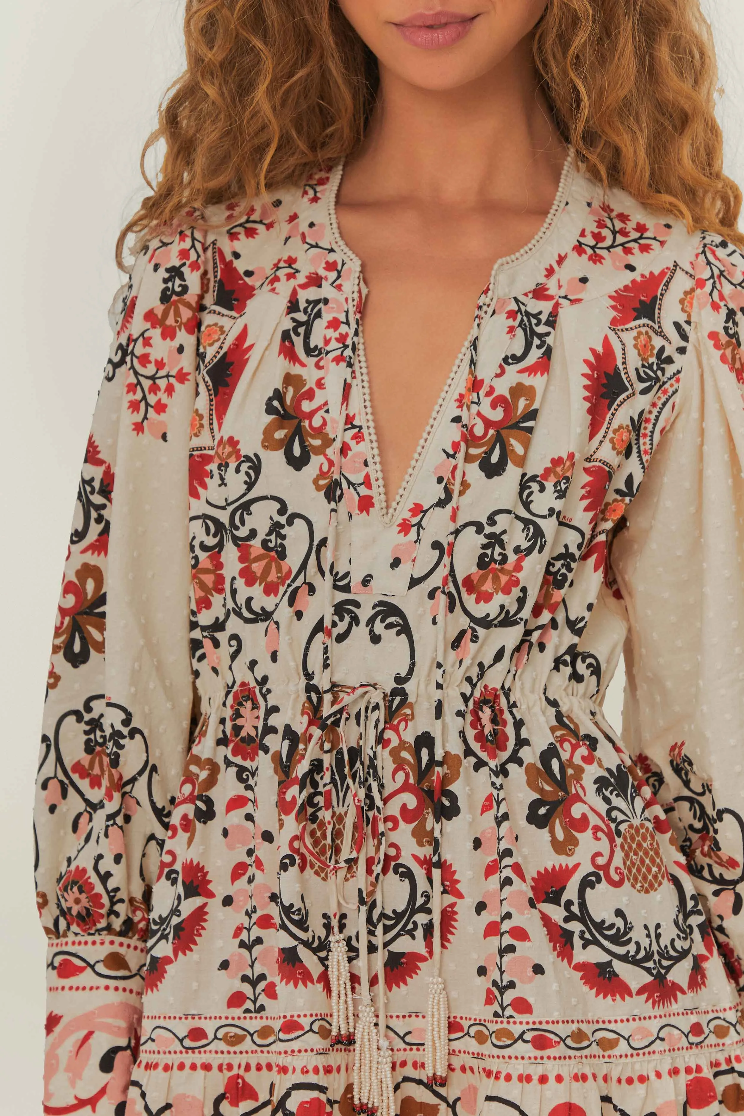 Cashew Mandala Mini Dress in White