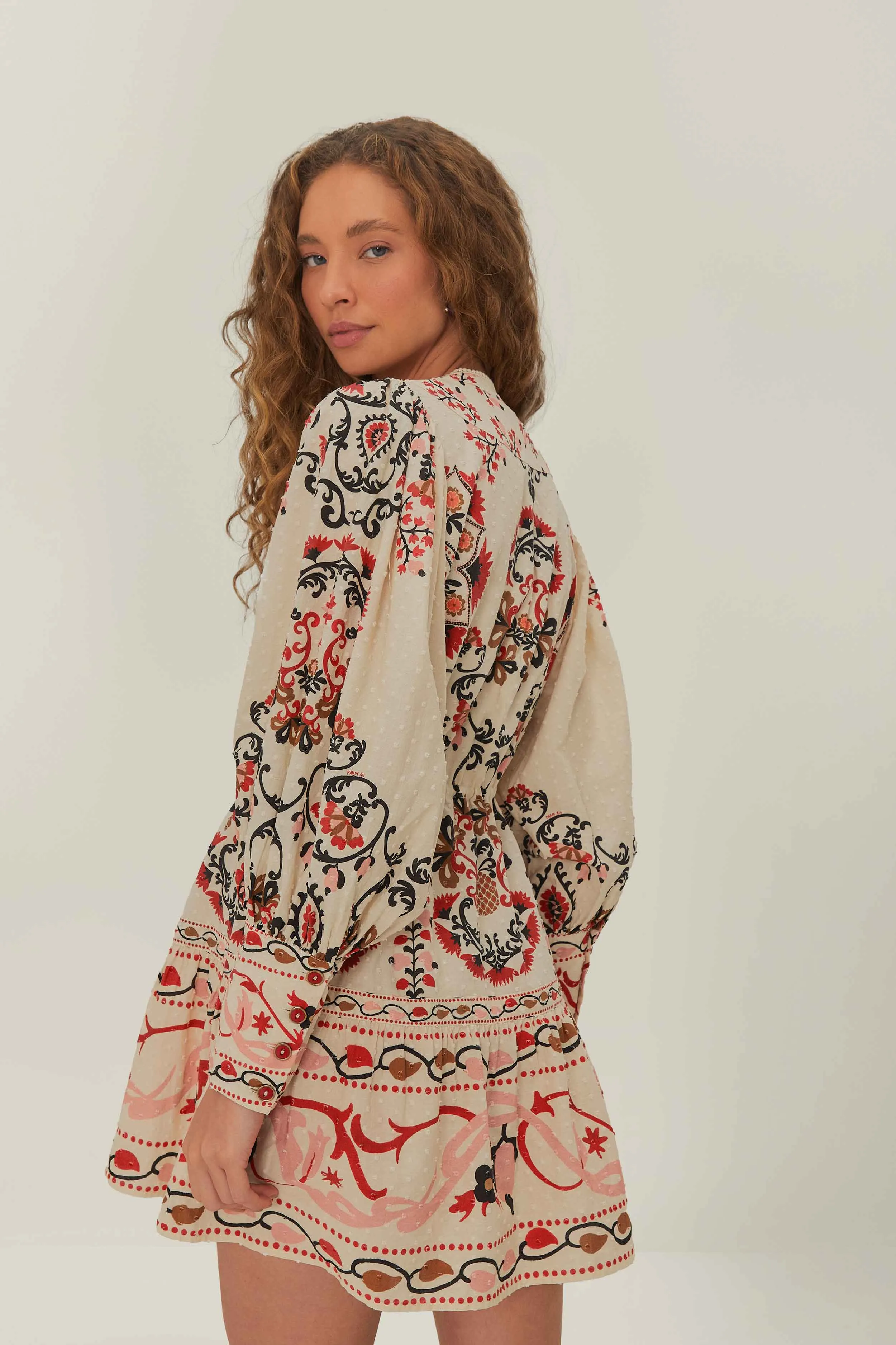 Cashew Mandala Mini Dress in White