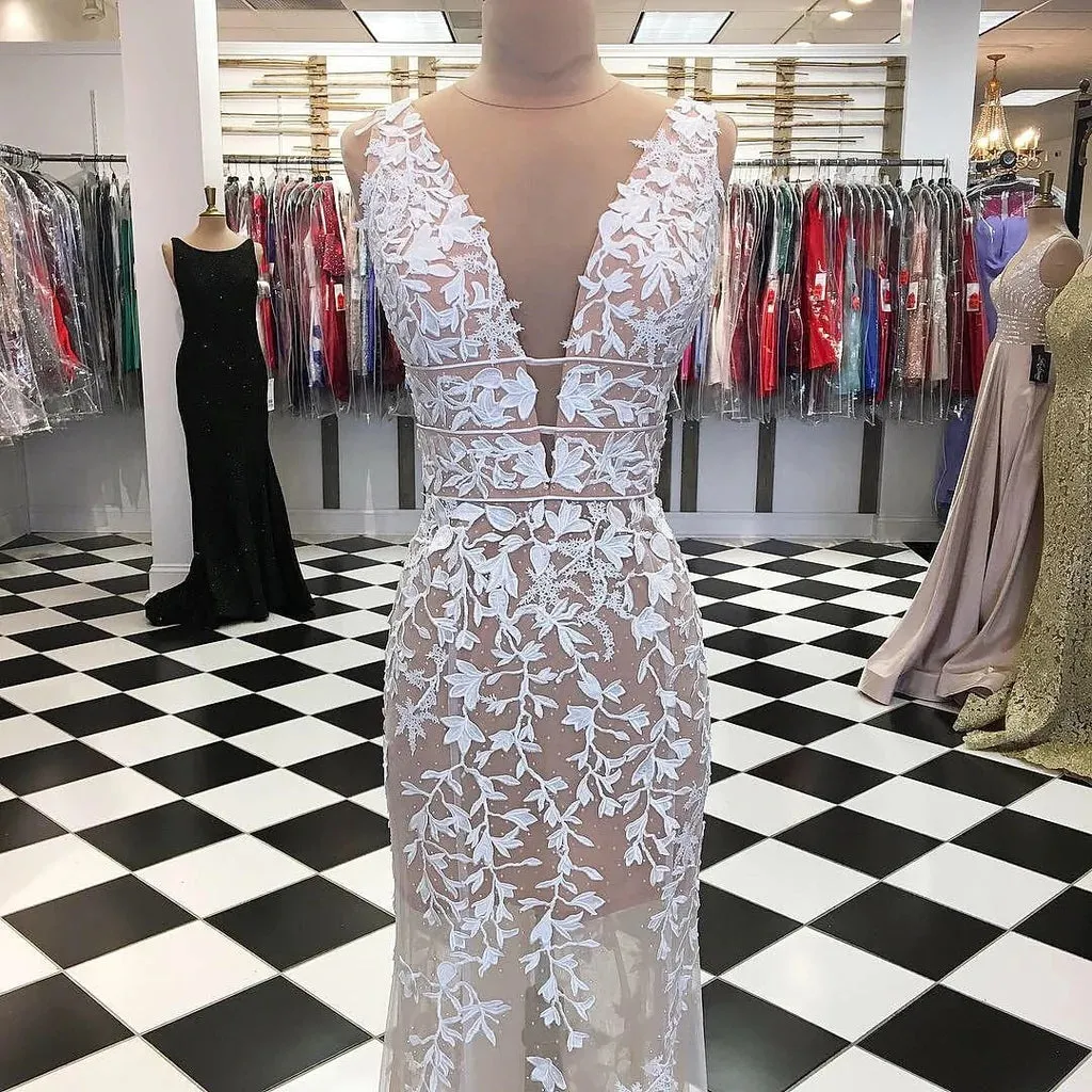 Cheap Champagne Lace Prom Dresses Mermaid Long Formal Evening Dresses