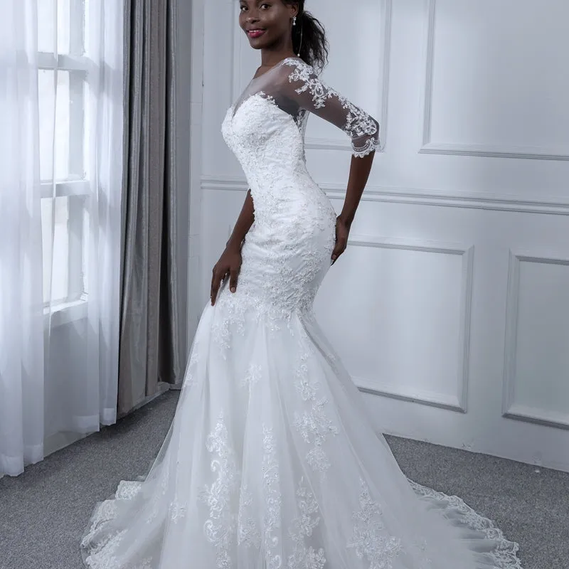 Chrystal Taylor Sweetheart Mermaid Pearls Lace Wedding Dresses