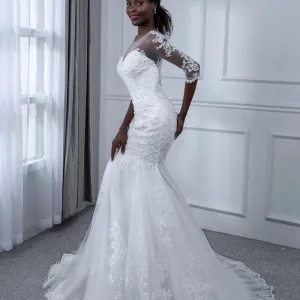 Chrystal Taylor Sweetheart Mermaid Pearls Lace Wedding Dresses