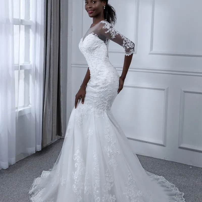 Chrystal Taylor Sweetheart Mermaid Pearls Lace Wedding Dresses
