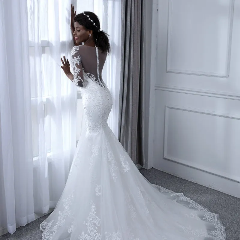 Chrystal Taylor Sweetheart Mermaid Pearls Lace Wedding Dresses