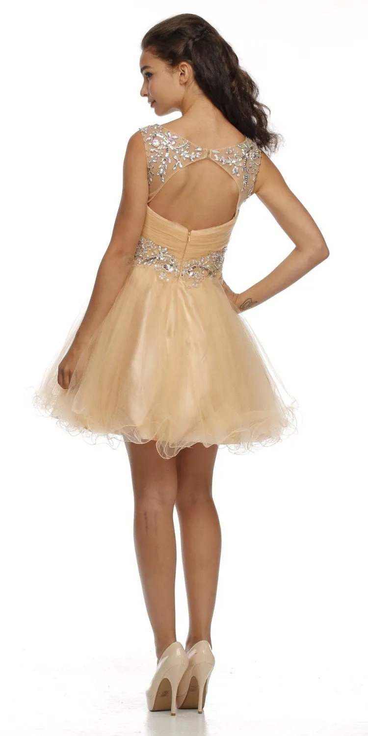 CLEARANCE - Juliet 742 Cap Sleeve Baby Doll Dress Short A-Line Poofy Tulle (Size 2XL)