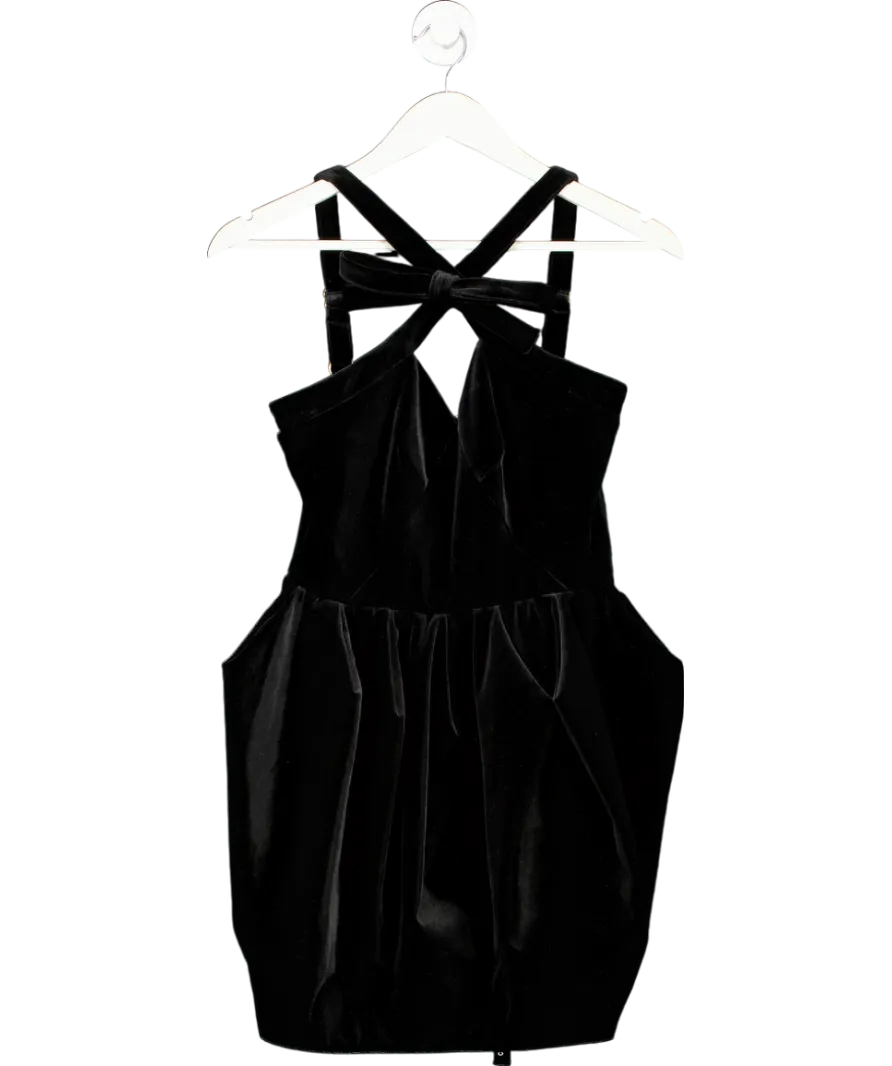 Club L Black Binet Structured Velvet Mini Dress With Bow Detail UK 8