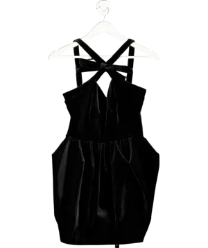 Club L Black Binet Structured Velvet Mini Dress With Bow Detail UK 8