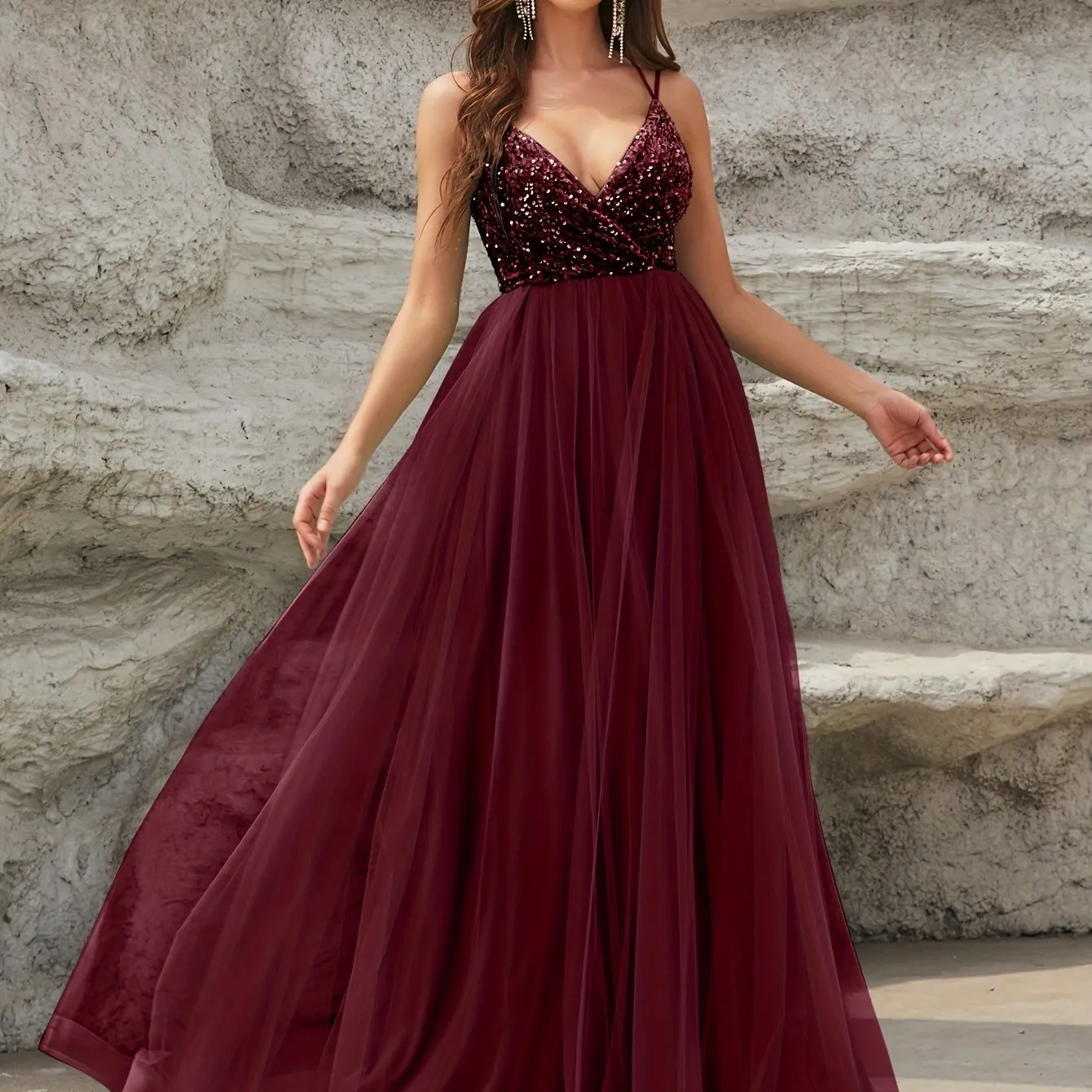 Constance strappy back burgundy ball dress Express NZ wide