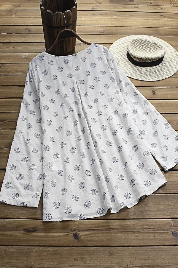 Cotton And Linen Print Dress