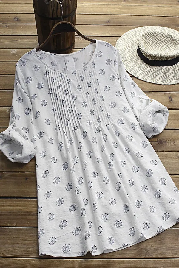 Cotton And Linen Print Dress