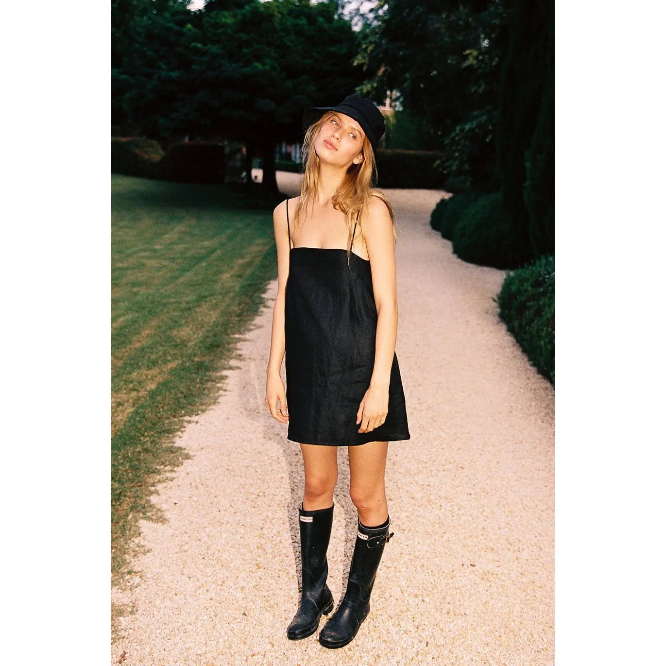 Cotton And Linen Square Neck Mini Dress
