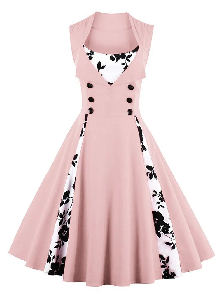 Cotton Floral Sleeveless 1950s Vintage Dress