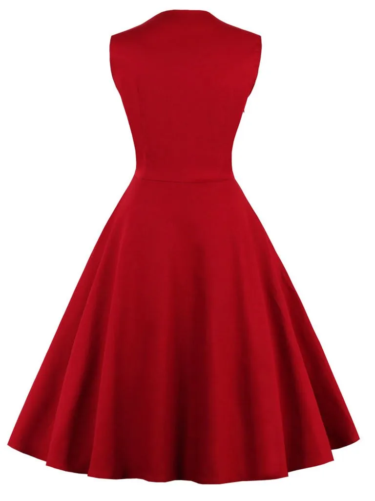 Cotton Floral Sleeveless 1950s Vintage Dress