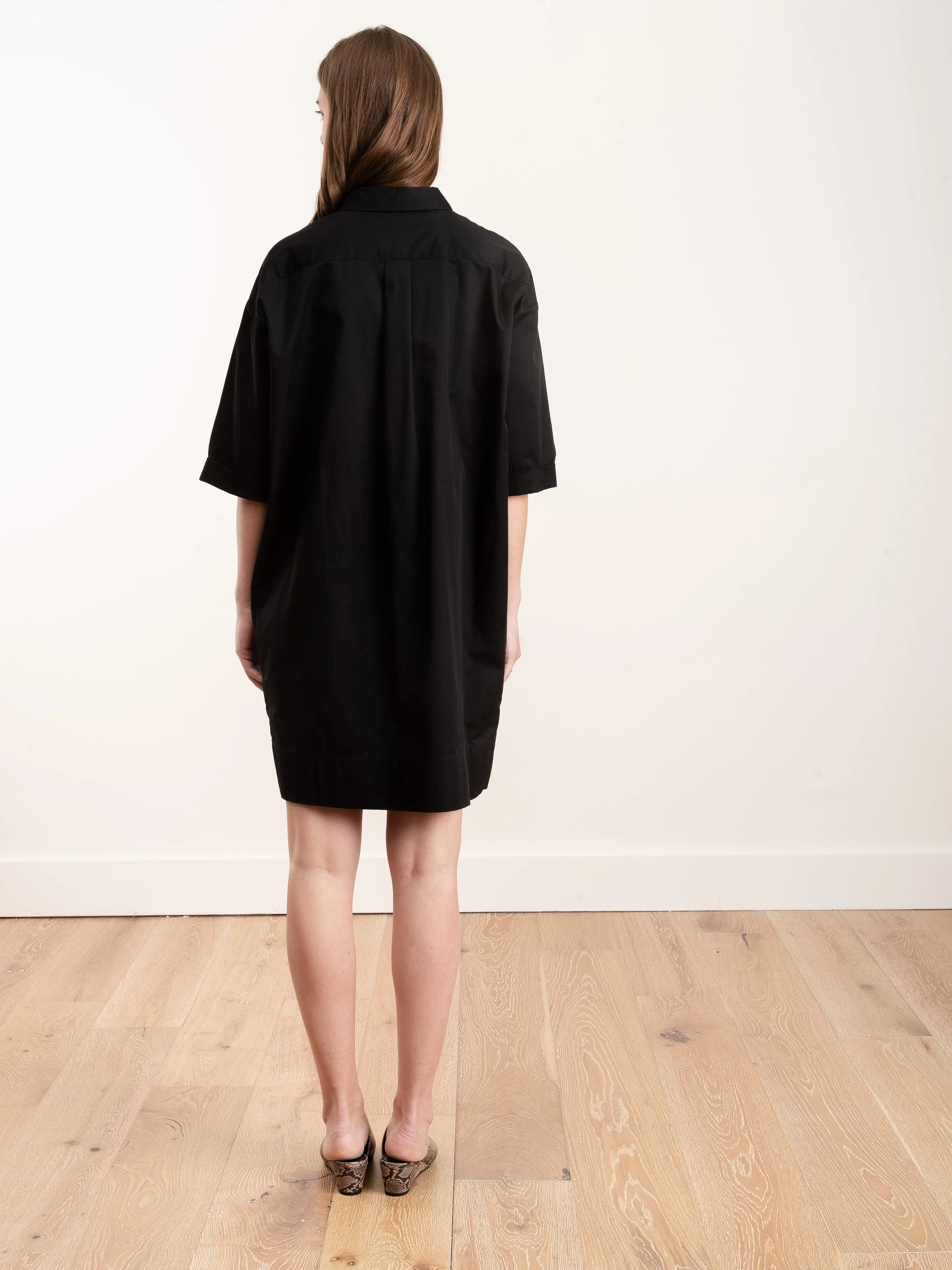 cotton shirtdress - black