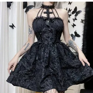Dark Cross Lace Dress yc50168
