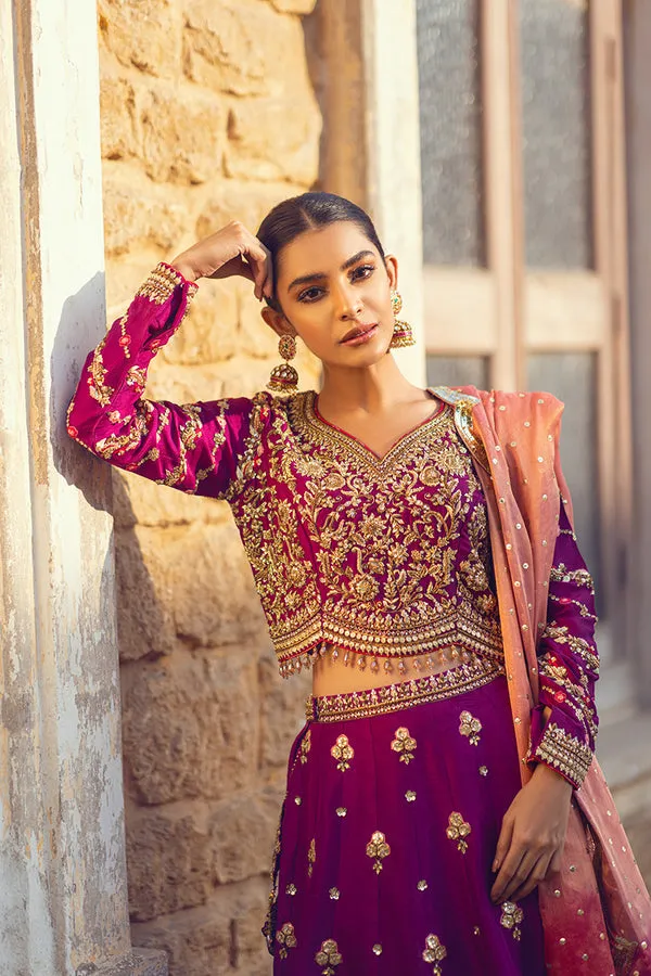 Designer Purple Lehenga Choli for Pakistani Mehndi Dresses