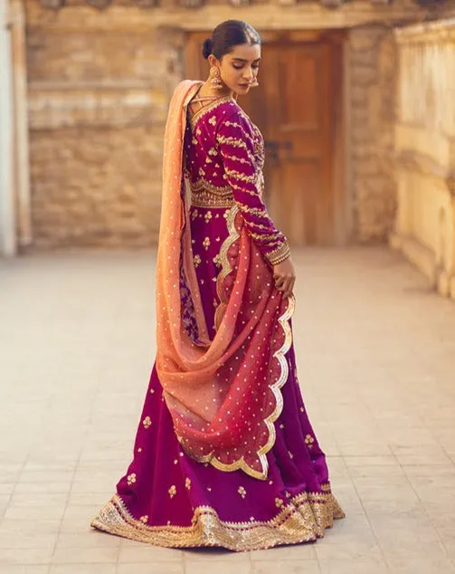Designer Purple Lehenga Choli for Pakistani Mehndi Dresses