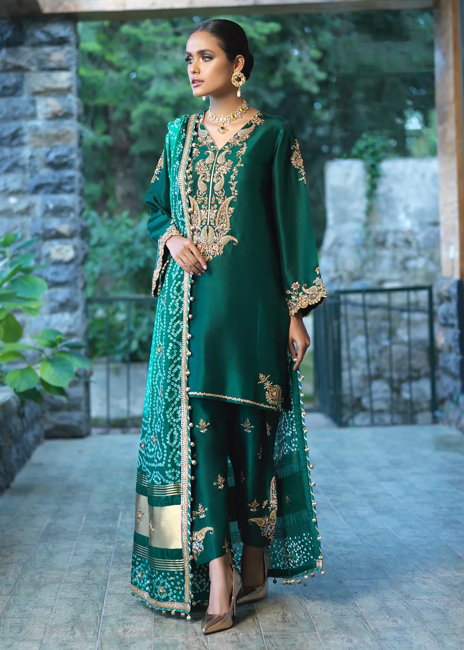 Designer Silk Green Salwar Kameez Pakistani Wedding Dresses