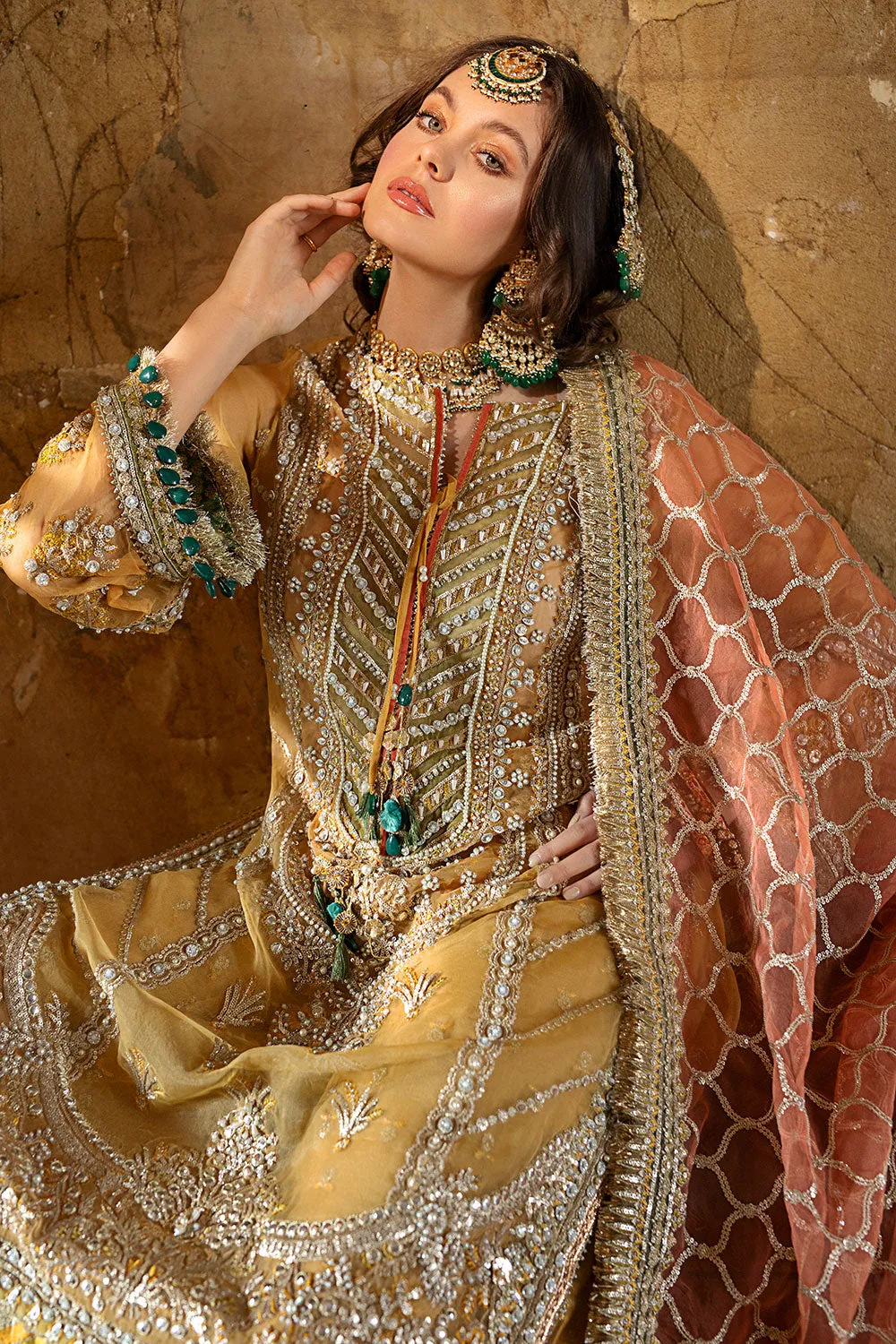 Designer Yellow Kameez Sharara Pakistani Mehndi Dresses