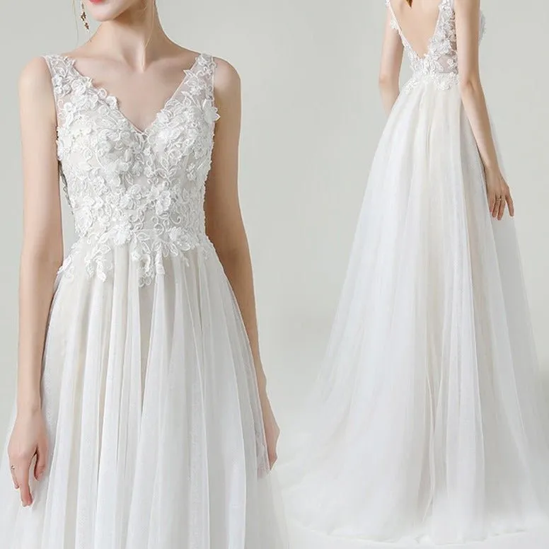 Double Shoulder Butterfly Lace French Light Wedding Dress