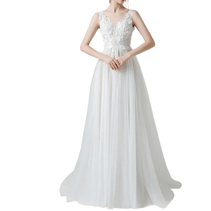 Double Shoulder Butterfly Lace French Light Wedding Dress