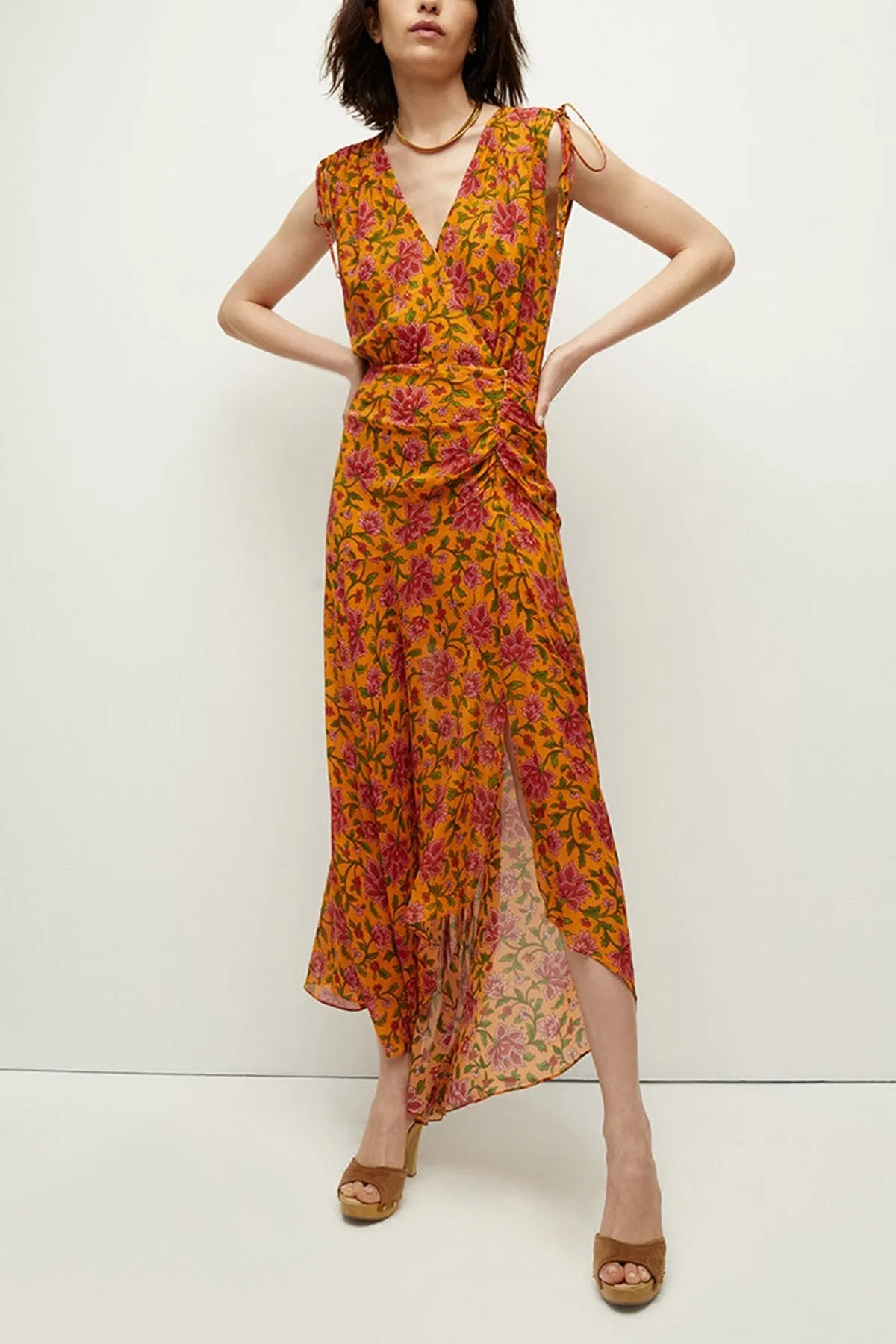 Dovima Silk Dress in Hot Orange Multi