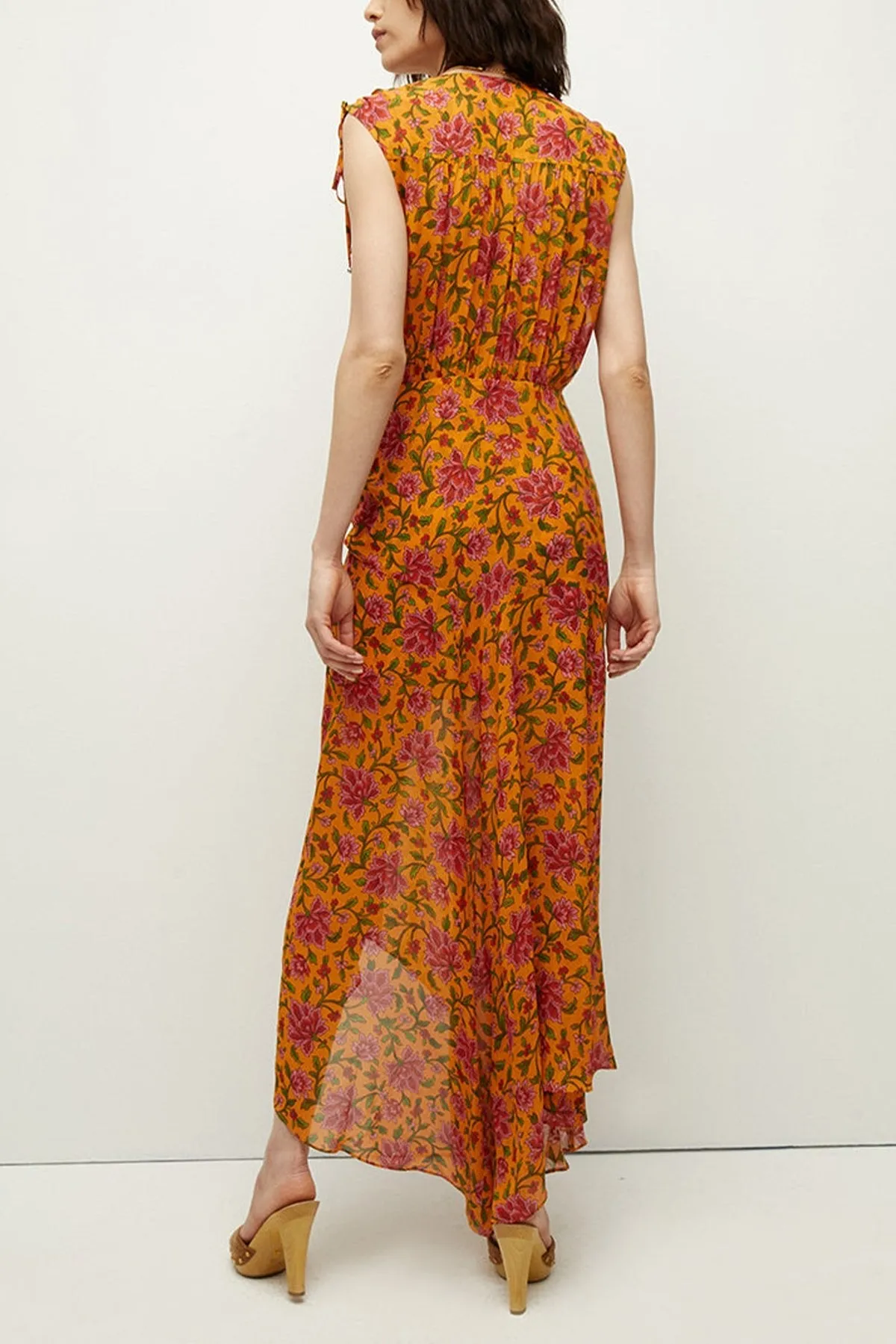 Dovima Silk Dress in Hot Orange Multi