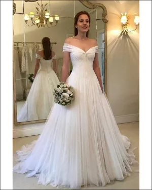 Elegant Tulle Wedding Dresses Cap Sleeve 2019 New Beach Wedding Gowns Ruffles