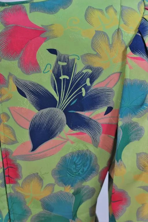 EMANUEL UNGARO Silk Green Floral Dress Size 8