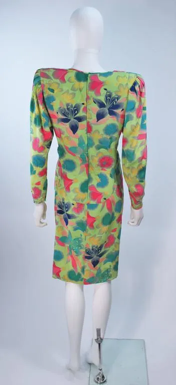 EMANUEL UNGARO Silk Green Floral Dress Size 8