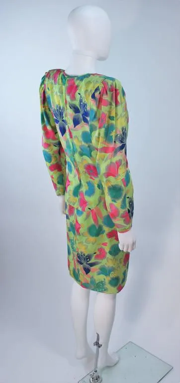 EMANUEL UNGARO Silk Green Floral Dress Size 8